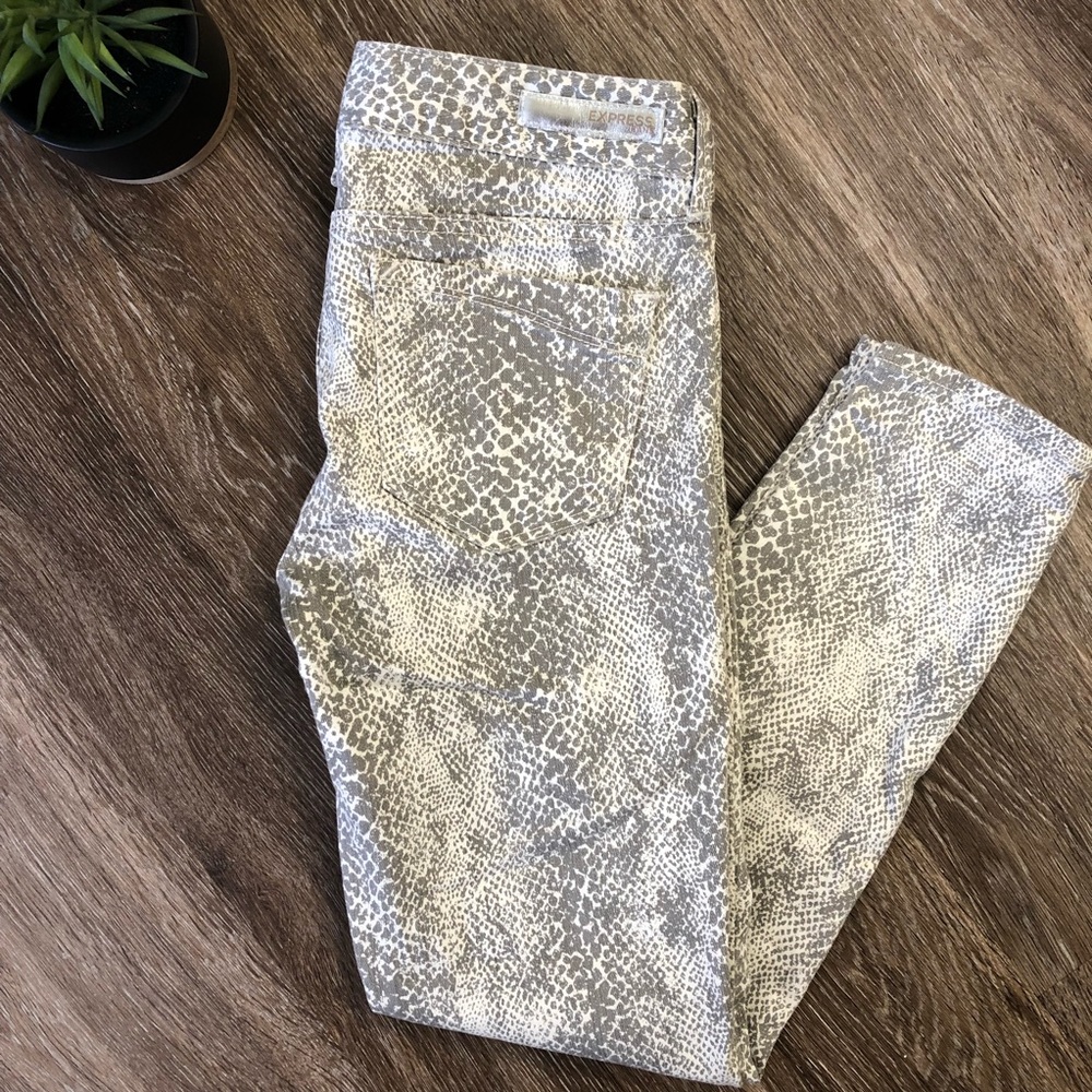 Snake Print Express Grey Ankle Jean Size 0